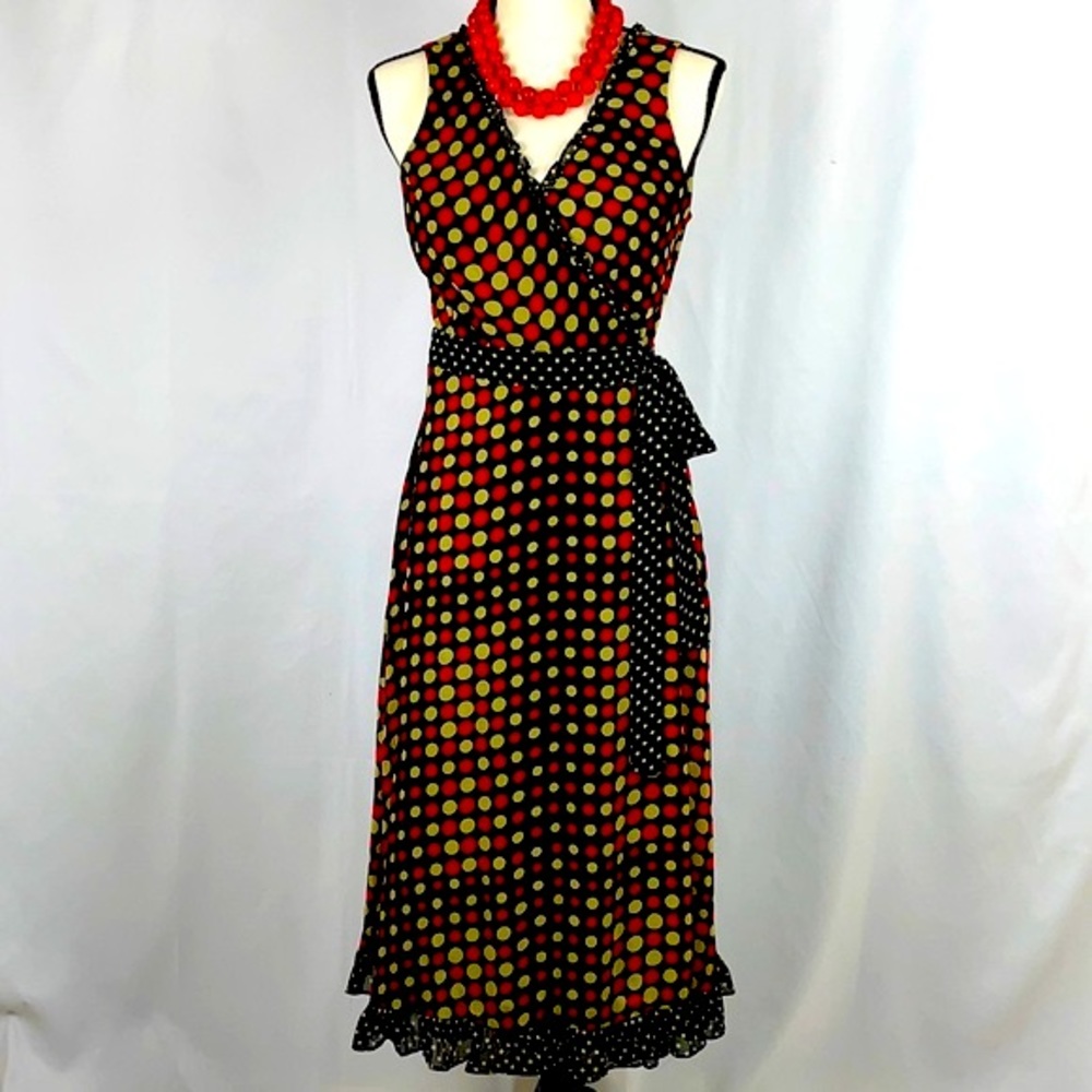 Jonathan Martin Polka Dot Wrap Around Dress Size 6